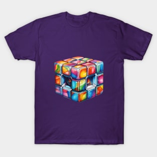 Retro Multicolored Rubics Cube T-Shirt